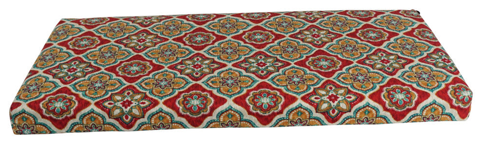 42"X19" Patterned Outdoor Spun Polyester Loveseat Cushion, Adonis Jewel