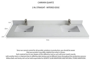 Parker 72 Double Sink Bath Vanity in Navy Blue  2" Carrara Quartz