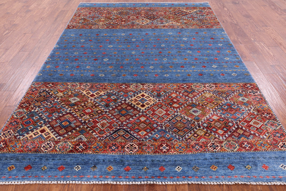 6' 9" X 9' 8" Super Kazak Khorjin Hand Knotted Wool Rug Q5343