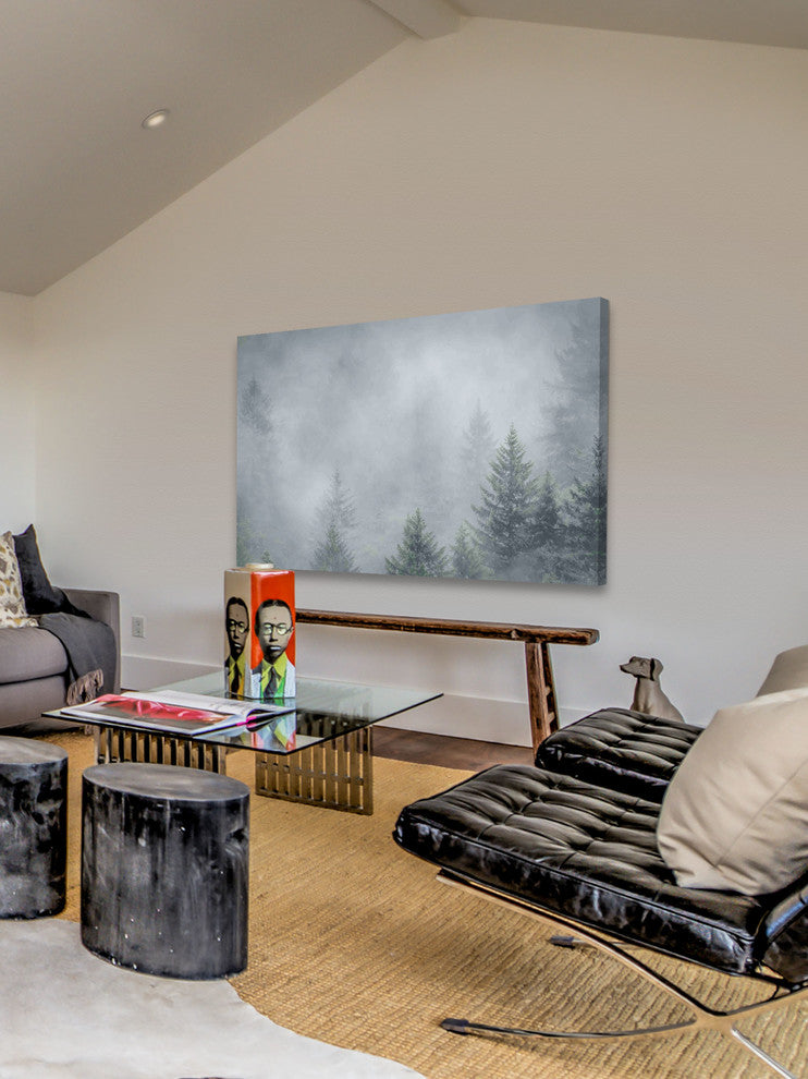 "Foggy Pines" Painting Print on Canvas