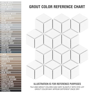 Metro Rhombus Mosaic Floor and Wall Tile, Matte White