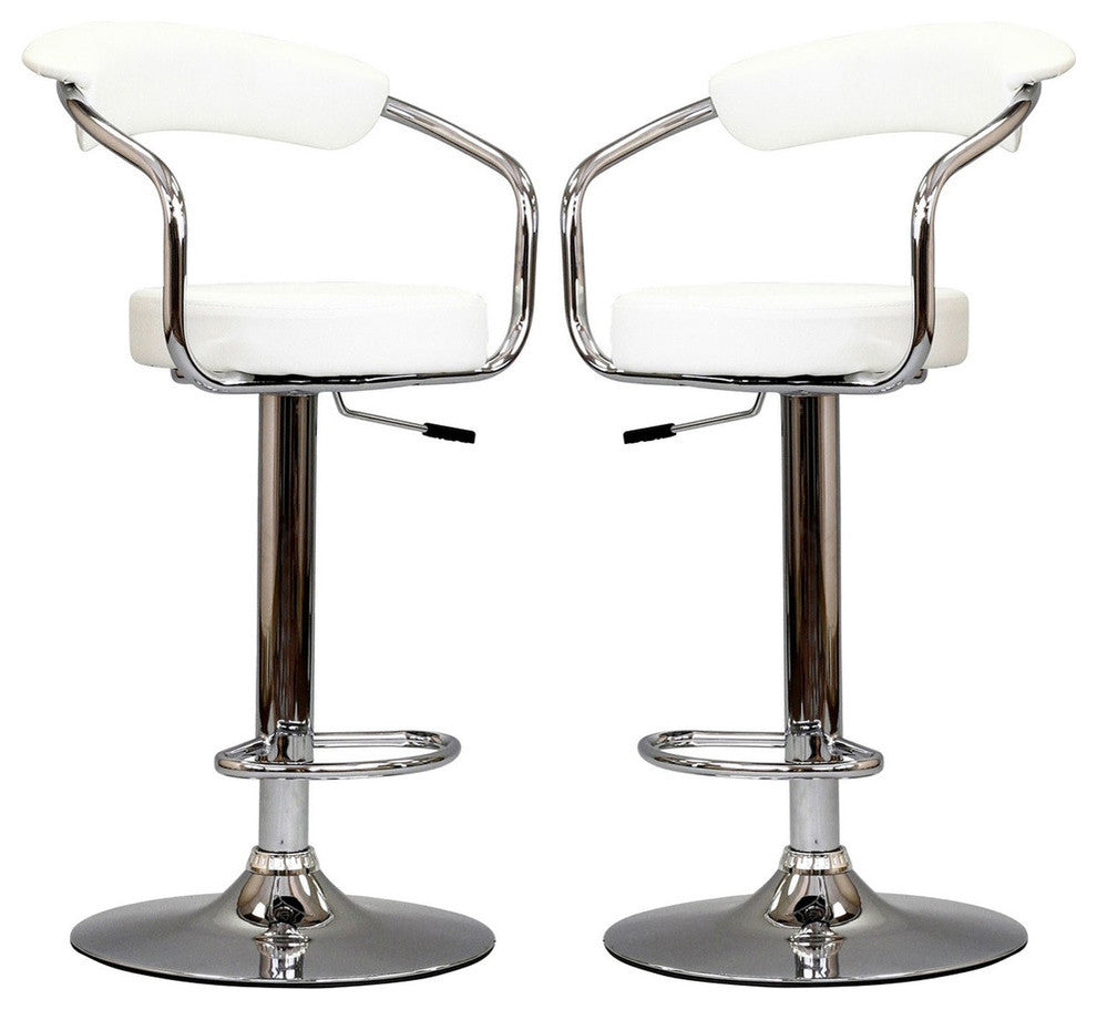 Modern Contemporary Dining Kitchen Bar Stools, White, Set of 2
