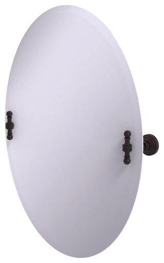 Frameless Oval Beveled Edge Tilt Mirror, Venetian Bronze