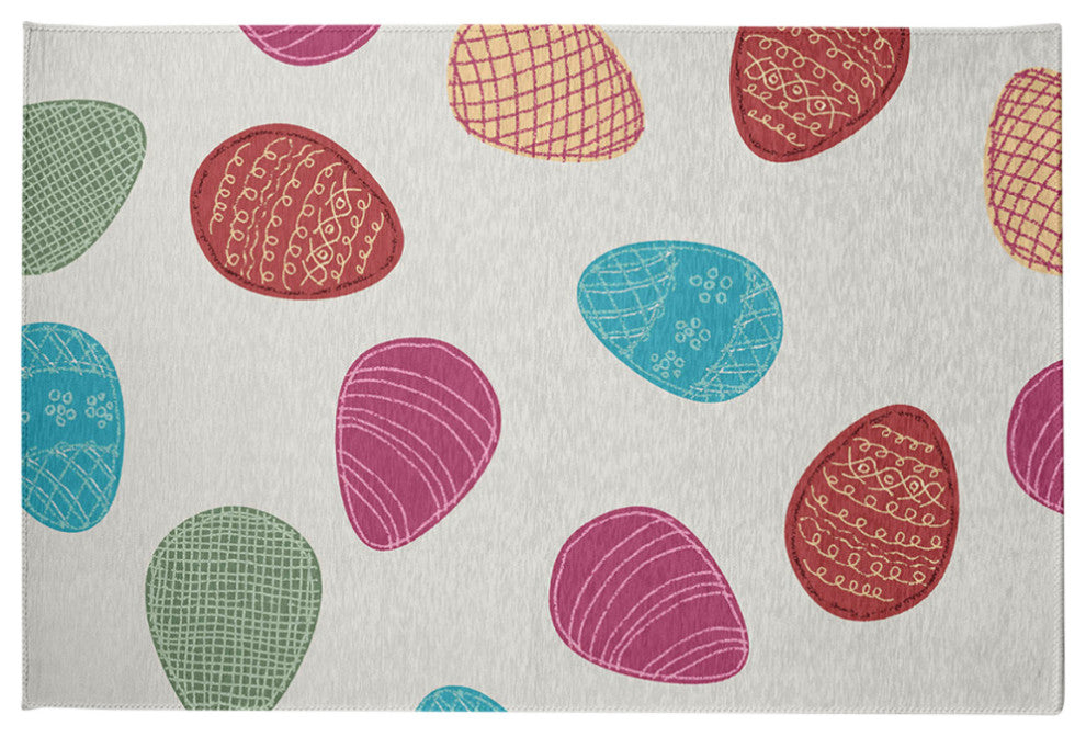 Egg Hunt Easter Chenille Rug, Whisper White, 2'x3'