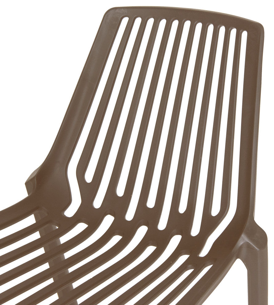 LeisureMod Acken Mid-Century Modern Plastic Dining Chair, Taupe