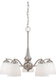 Patton 5 Light Chandelier With Frosted Glass, Arms Down