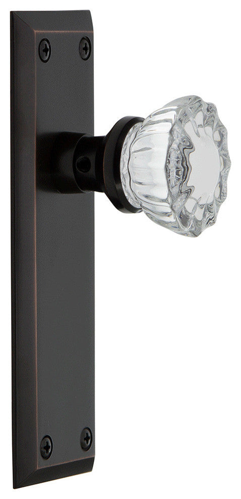 New York Plate Passage Crystal Glass Knob, Timeless Bronze