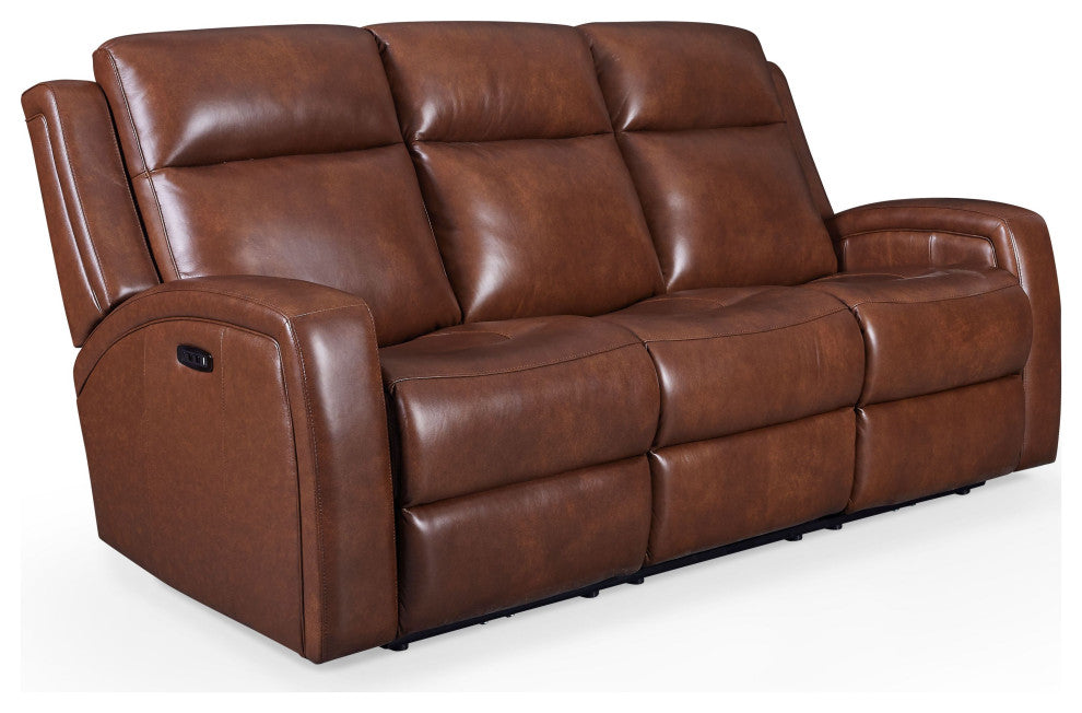 Cheyenne Dual Power Zero Gravity Mechanism Leather Sofa, Saddle