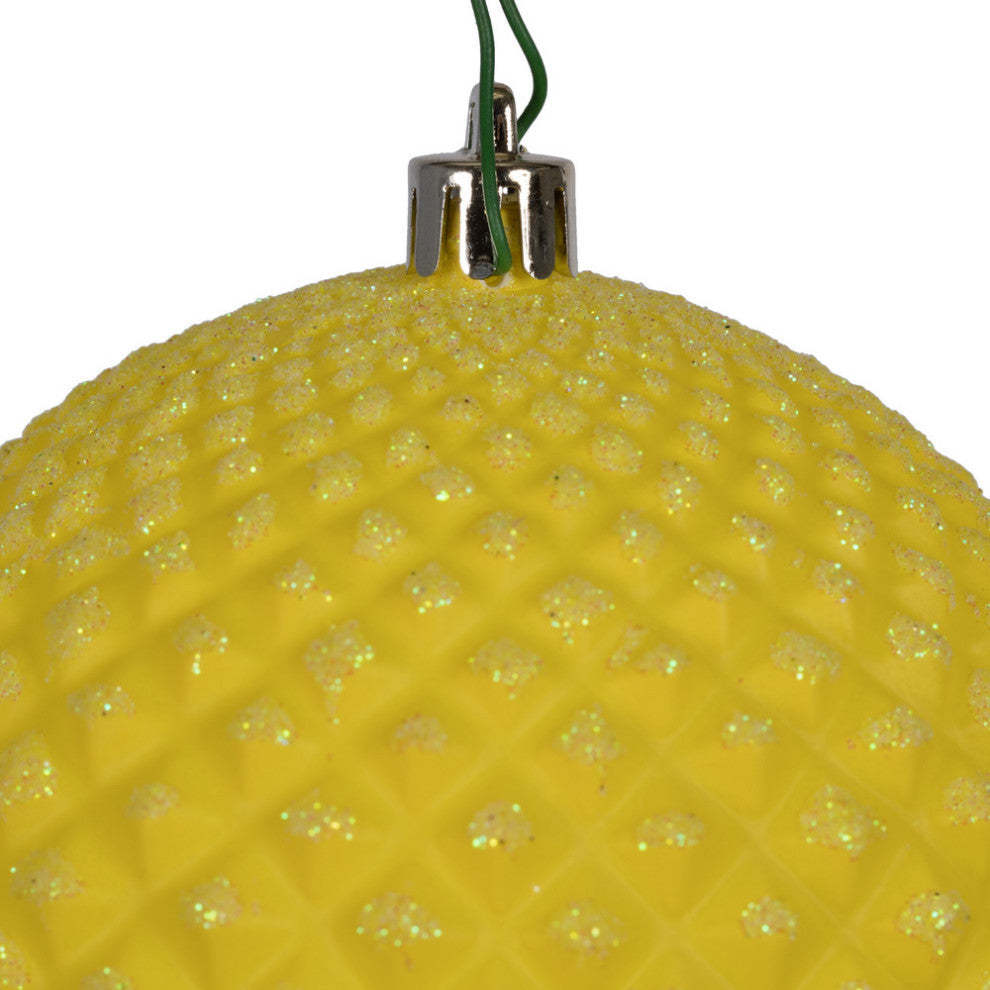 Durian Glitter Ball Ornament , Yellow, 4"