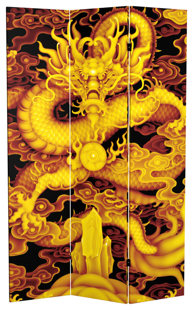 6' Tall Dragon Fire on the Mountain Double Sided Room Divider