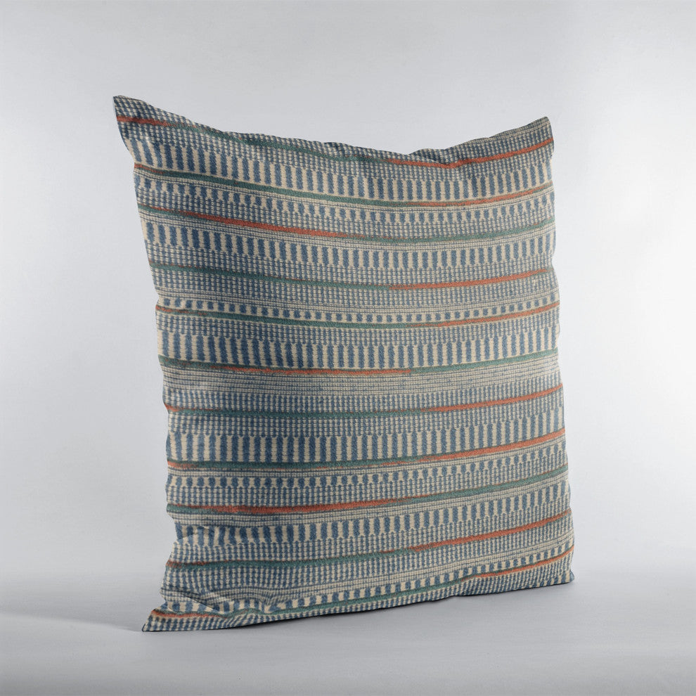Plutus Blue Lane Stripe Luxury Throw Pillow, 16"x16"