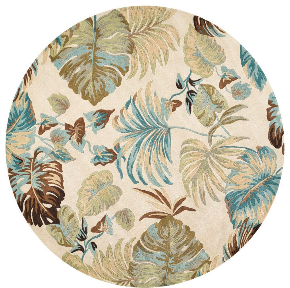KAS Havana 2630 Ivory/Blue Oasis Area Rug, 7'6" Round