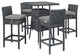 Summon 5 Piece Outdoor Patio Sunbrella Pub Set, Canvas Gray
