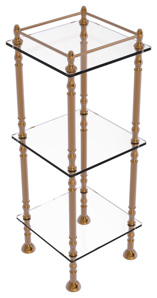 Three Tier Etagere with 14" x 14" Shelves, Brushed Bronze