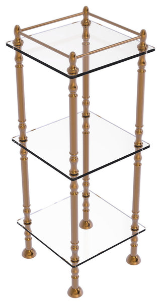 Three Tier Etagere with 14" x 14" Shelves, Brushed Bronze