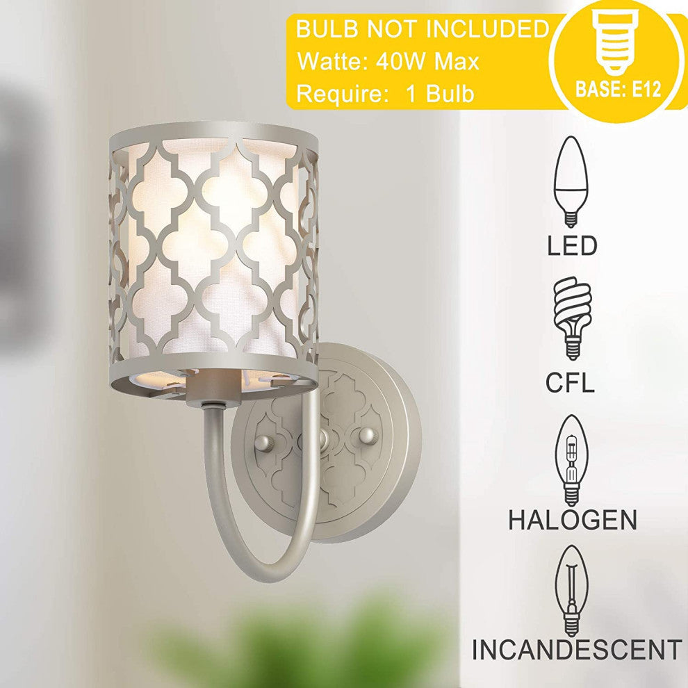1-Light Vanity Wall Light Lamp Modern Wall Lights With Platinum Finish