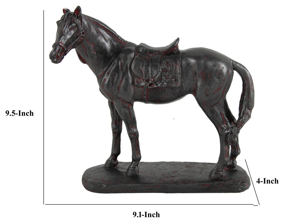 Benzara BM284974 Horse Figurine Sculpture, Handmade Table Accent Brown Polyresin