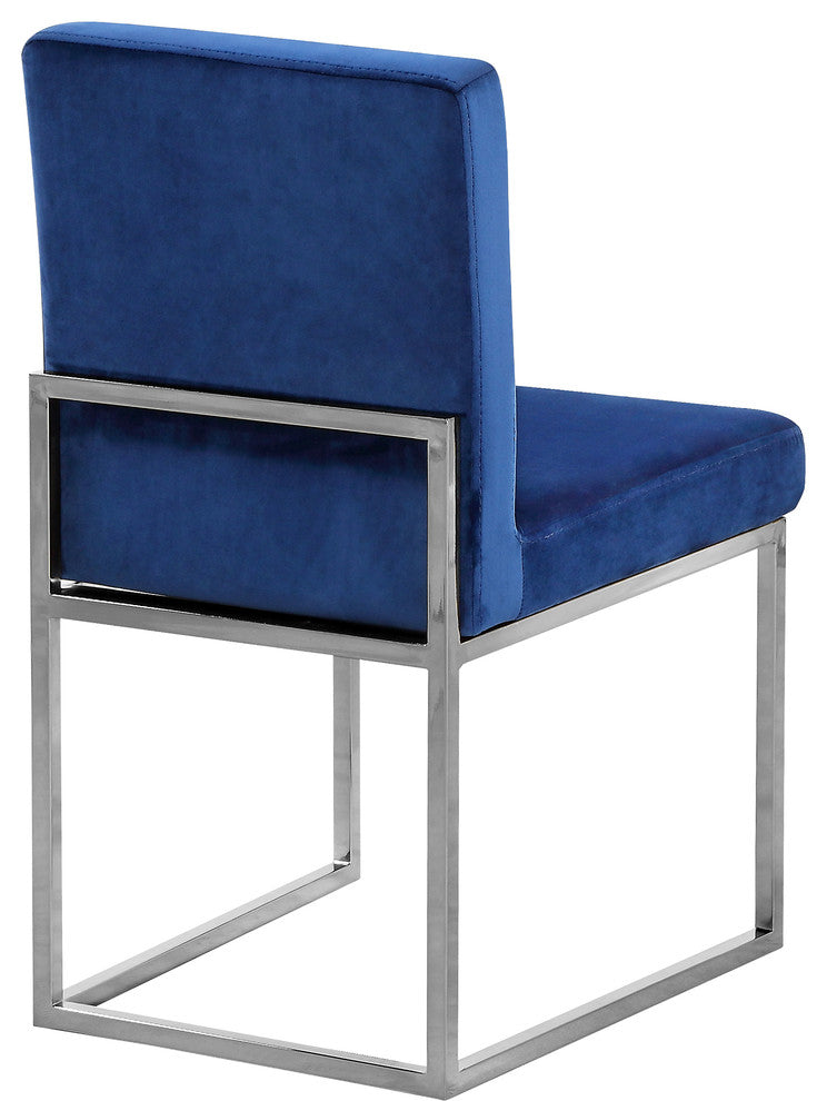 Giselle Velvet Dining Chairs, Set of 2, Navy, Chrome Base