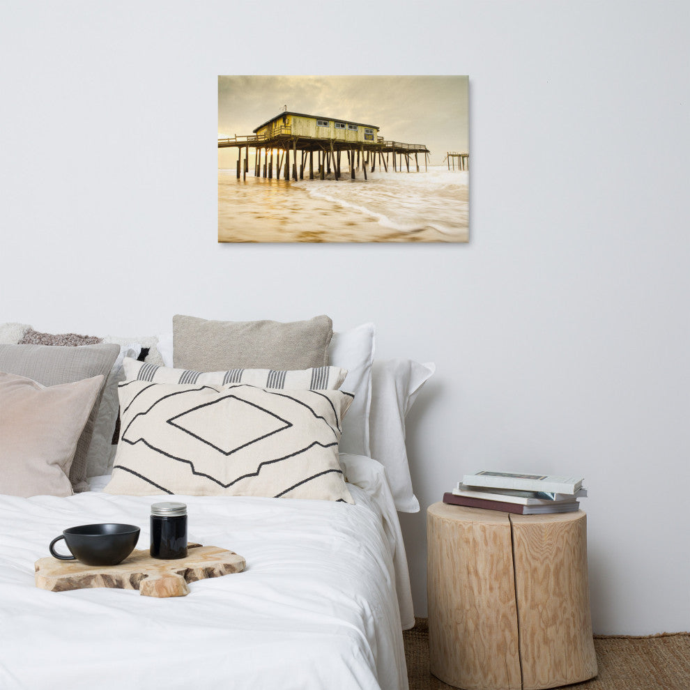 Vintage Abandoned Frisco Fishing Pier Canvas Wall Art Prints, 24" X 36"