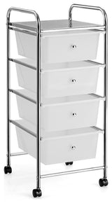 Costway 4-Drawer Cart Storage Bin Organizer Rolling w/Plastic Drawers Clear