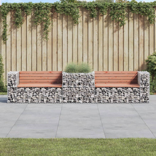 vidaXL Patio Bench with Gabion Basket Garden Outdoor Seating Solid Wood Douglas