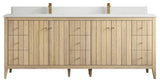Atlanta Oak 84" Double Sink Bath Vanity, White 1.5" White Quartz