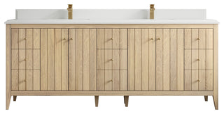 Atlanta Oak 84" Double Sink Bath Vanity, White 1.5" White Quartz