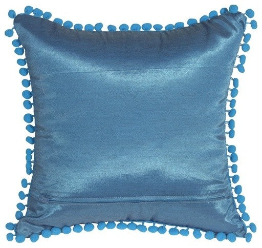 Pillow Decor - Bohemian Blossom White and Blue Throw Pillow