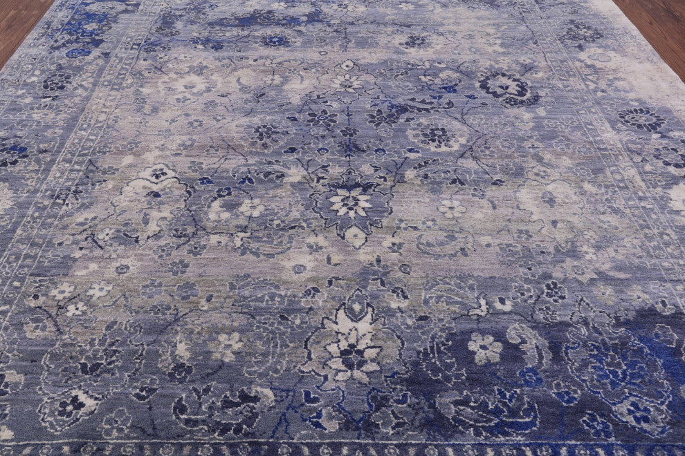 Hand-Knotted Persian Wool and Silk Rug 7' 11" X 10' 5" Q6253