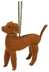 Vizsla Christmas Ornament, Hand Knit Alpaca