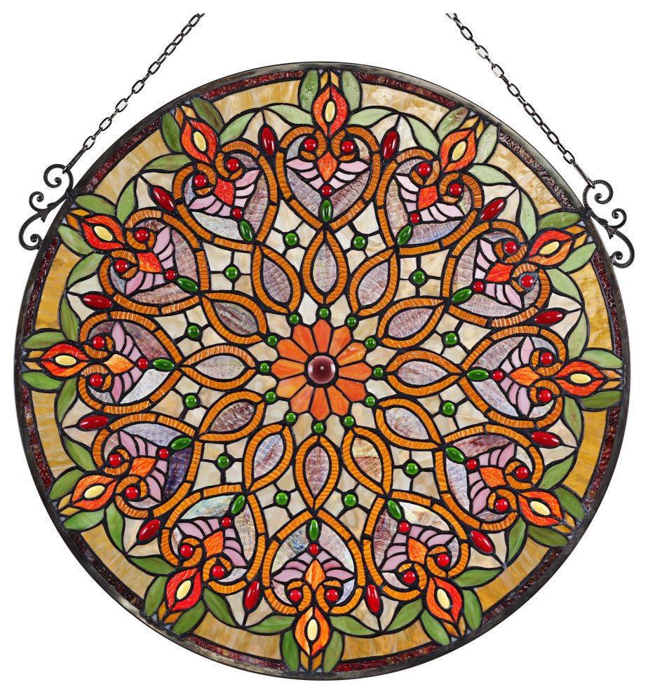 CHLOE Lighting ARABELLA Tiffany-Style Victorian Stained Glass Window Panel