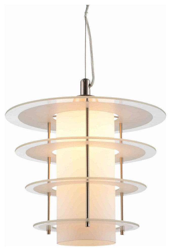 Ramsay Pendant Lighting, Satin Nickel, Frosted Glass Layers