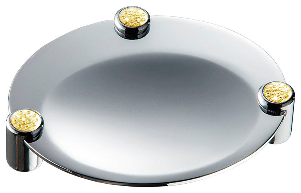 Cecilia Gold Swarovski Crystals Table Soap Dish, Chrome-Gold