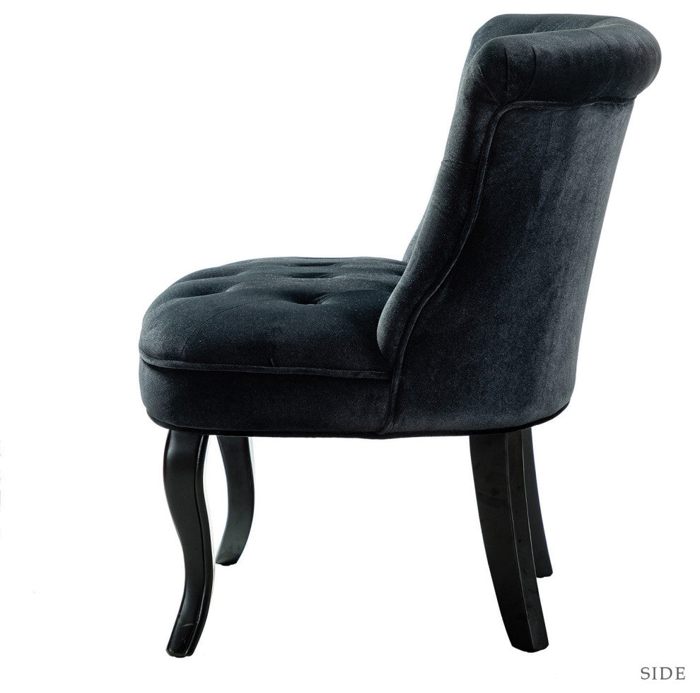 Upholstered Accent Chair With Tufted Back, Set of 2, Black