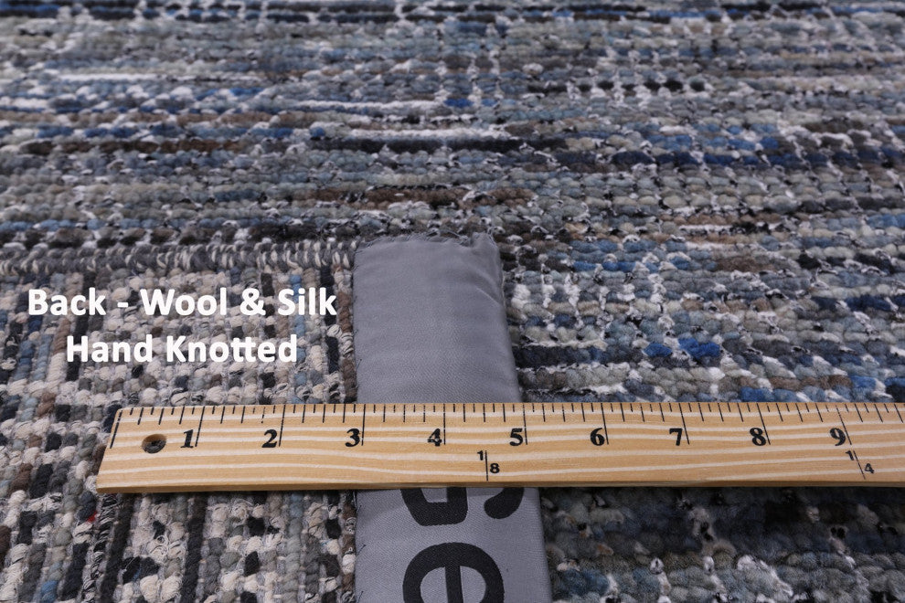 Wool and Silk Modern Handmade Rug 9' 0" X 11' 11" Q8590