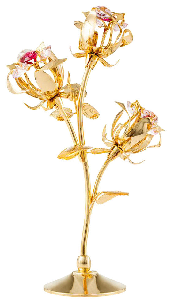 24k Gold Plated Rose Flower Tabletop Ornament