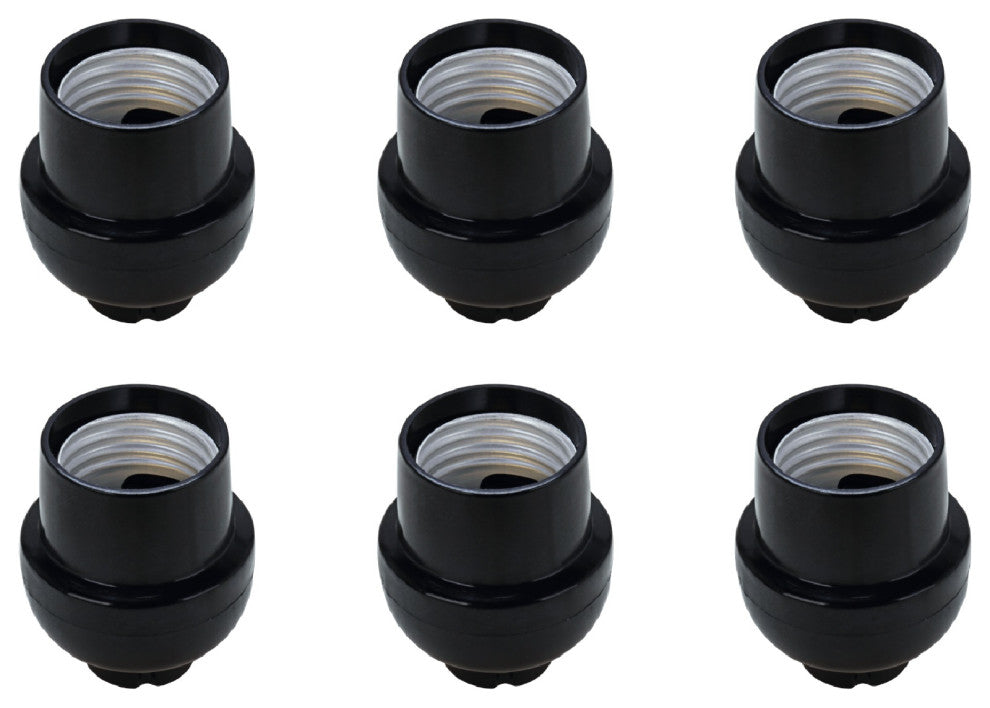 Aspen Creative 21312-16, 6-Pack Set Phenolic Lamp Socket, Black
