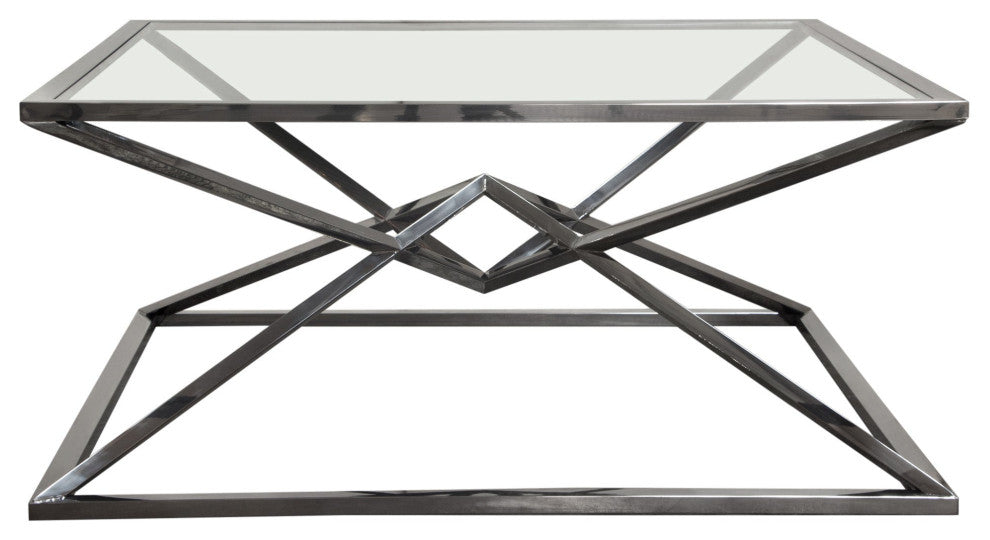 Aria Square Cocktail Table wiith Metal Base, Black