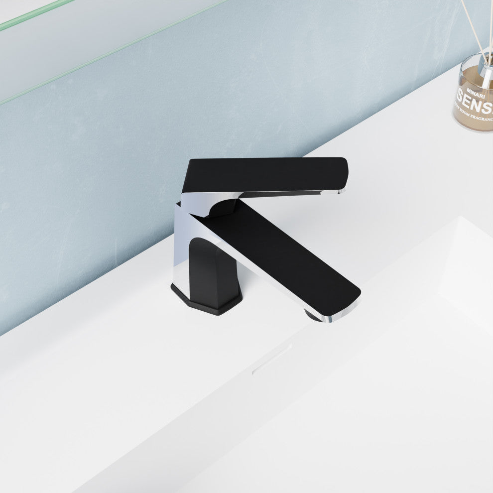 1-Handle Bathroom Faucet, Matte Black and Chrome