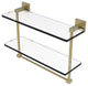 Montero 16" Two Tiered Glass Shelf with Integrated Towel Bar, Satin Brass