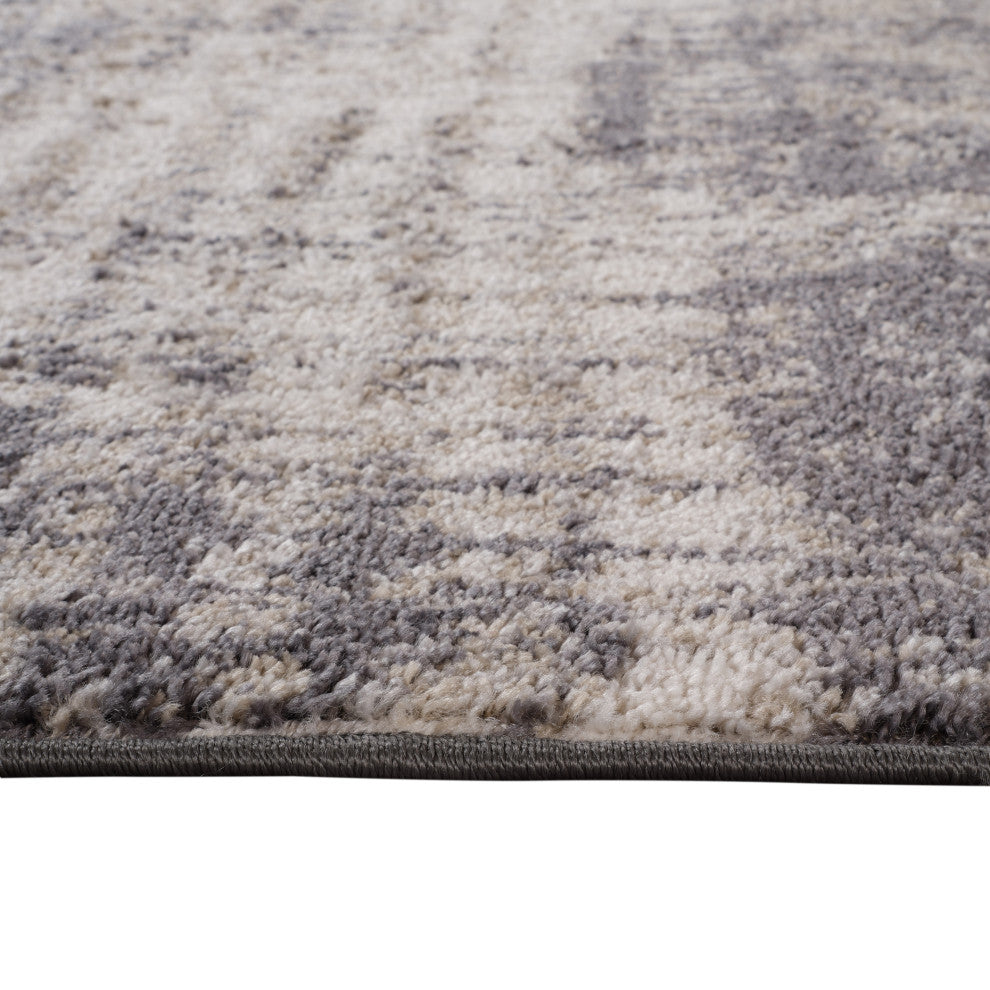 Clifton Abstract Gray Power-Loom Area Rug 6'7" x 9'