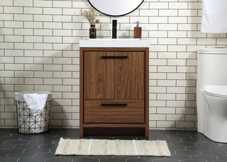 Walker Walnut Brown-Light Bathroom Vanity, Walnut Brown, 24"