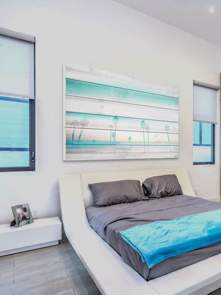 "Hazy Beach" Print on White Wood, 60"x40"