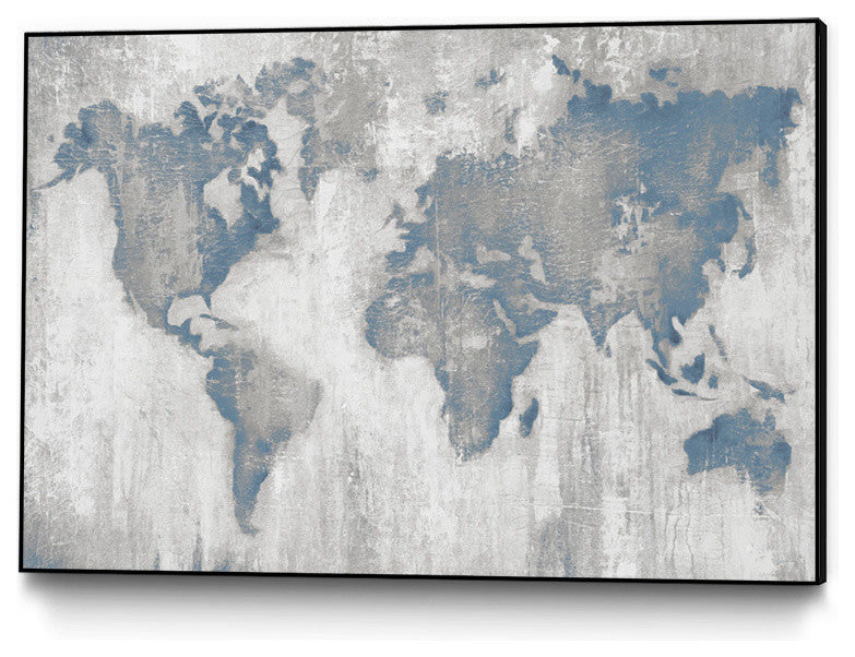 "Map Of The World" Art block Framed Canvas, 24"x18"