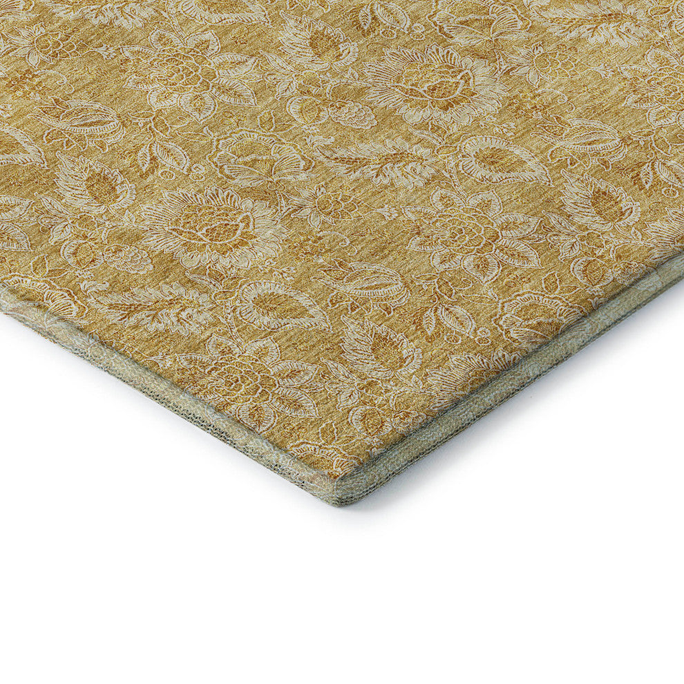 Premium Machine Washable Mayfield AMF661 Gold 3' x 5' Rug