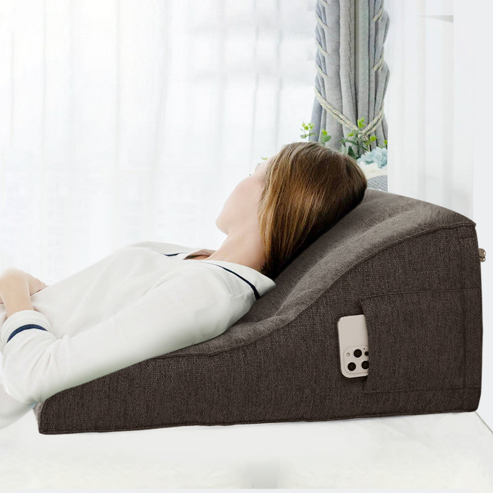 Reading Pillow Bed Foam Wedge Adult for Back Support, Brown, 24x9x21