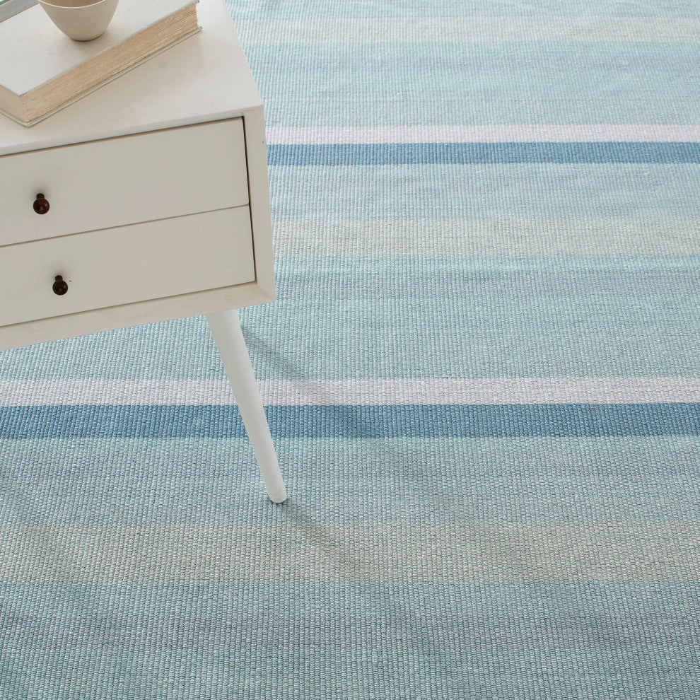 Dash & Albert Shore Stripe Handwoven Cotton Rug, Blue, 2' x 3'
