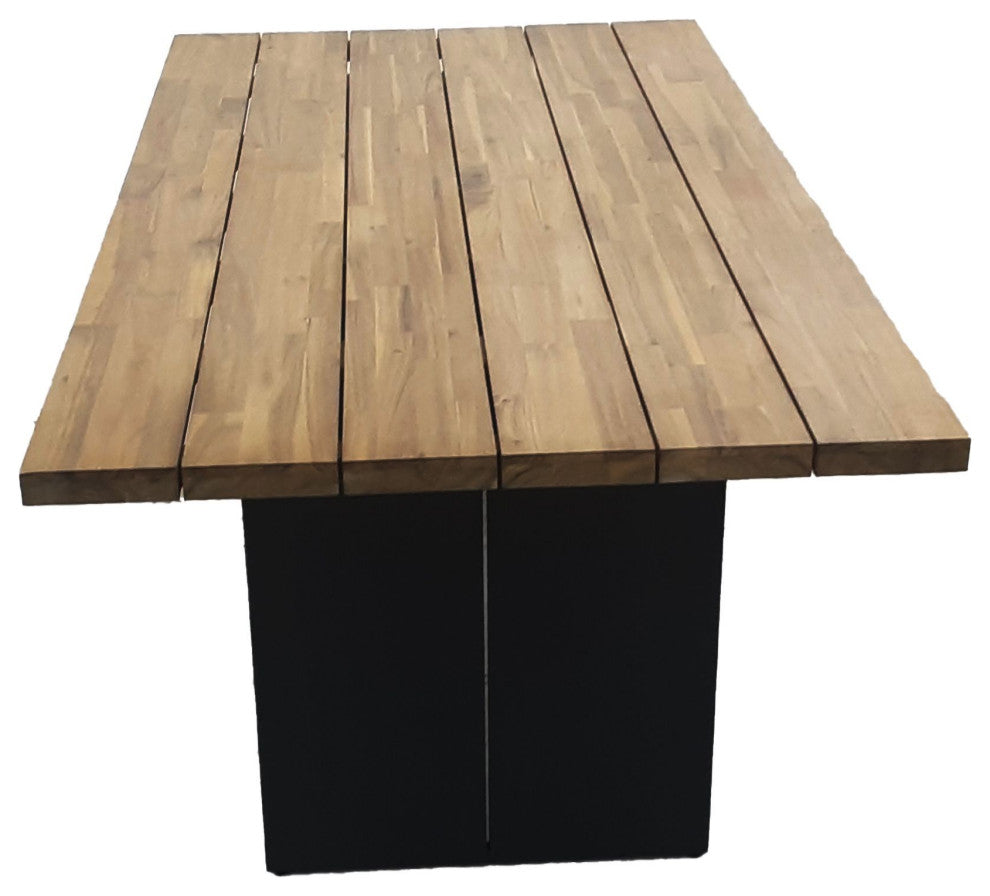 Naples 79" Wide Steel Outdoor Dining Table, Brown