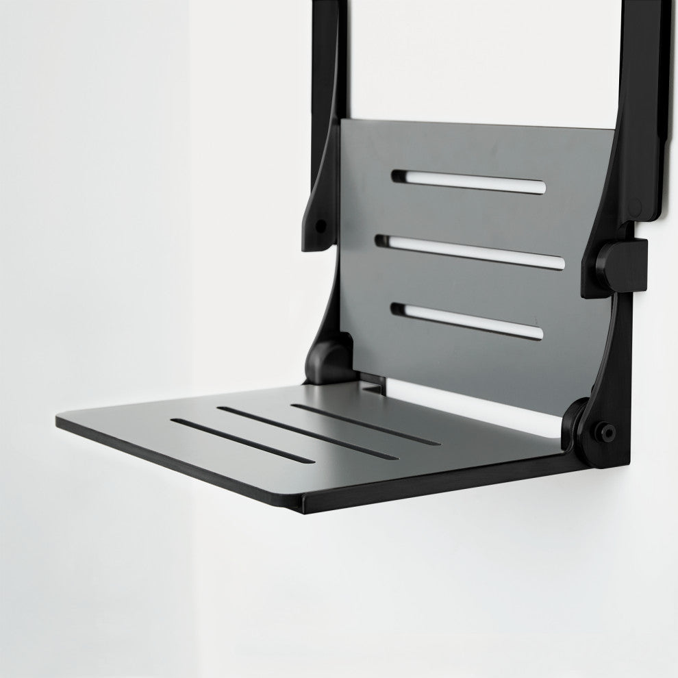Seachrome Silhouette Comfort Shower Seats with Arms, Gray Seat, Matte Black Frame