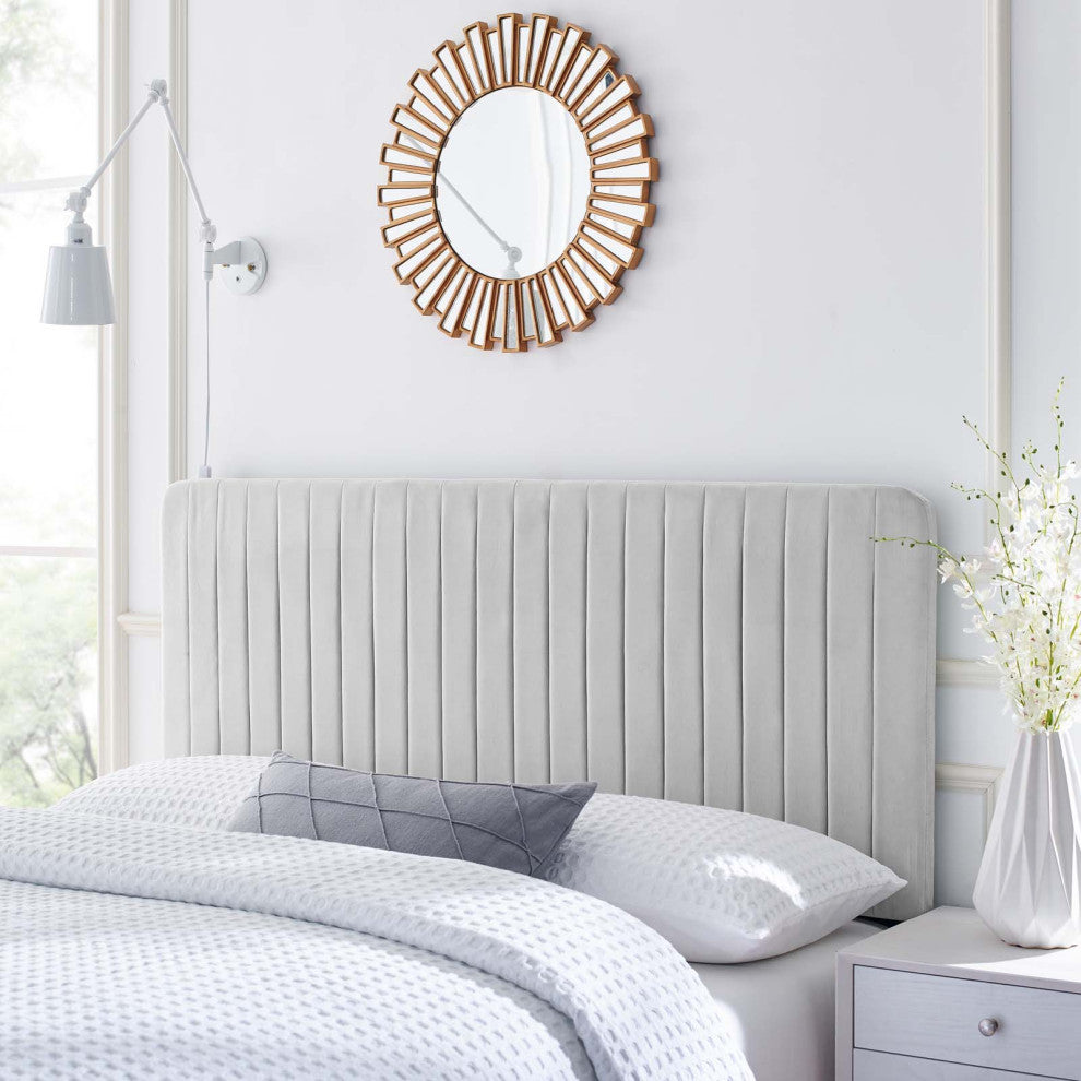 Tufted Performance Velvet King/California King Headboard Light Gray